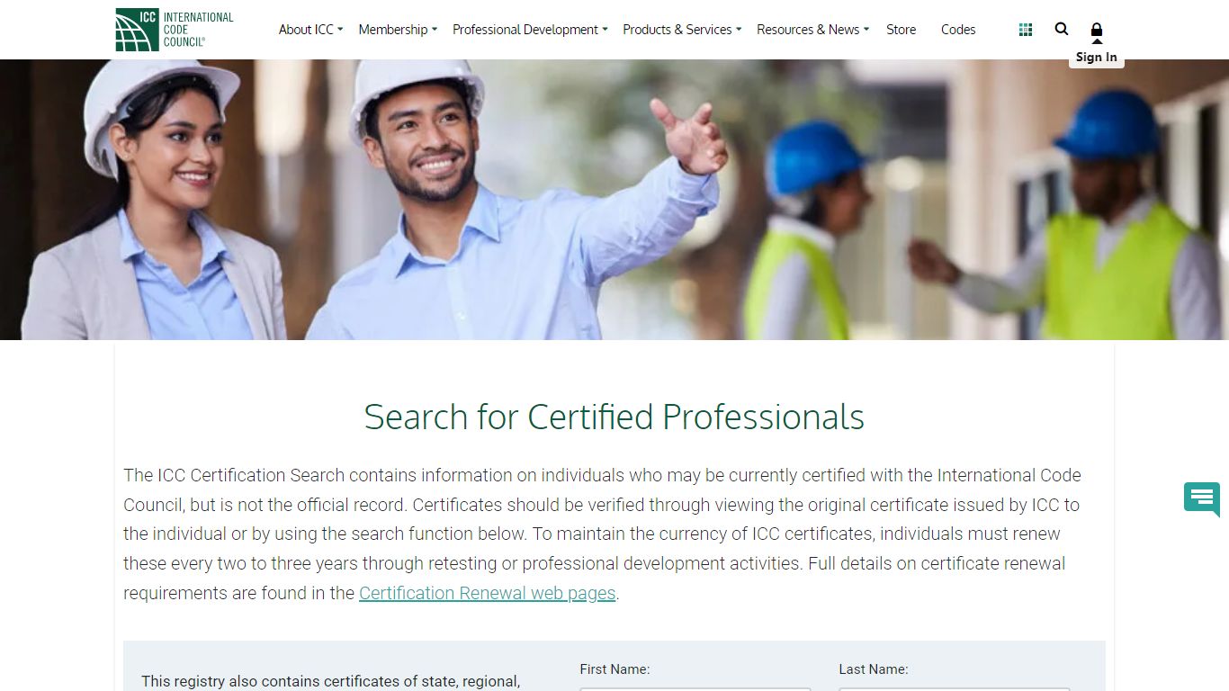 Search for Certified Professionals - ICC